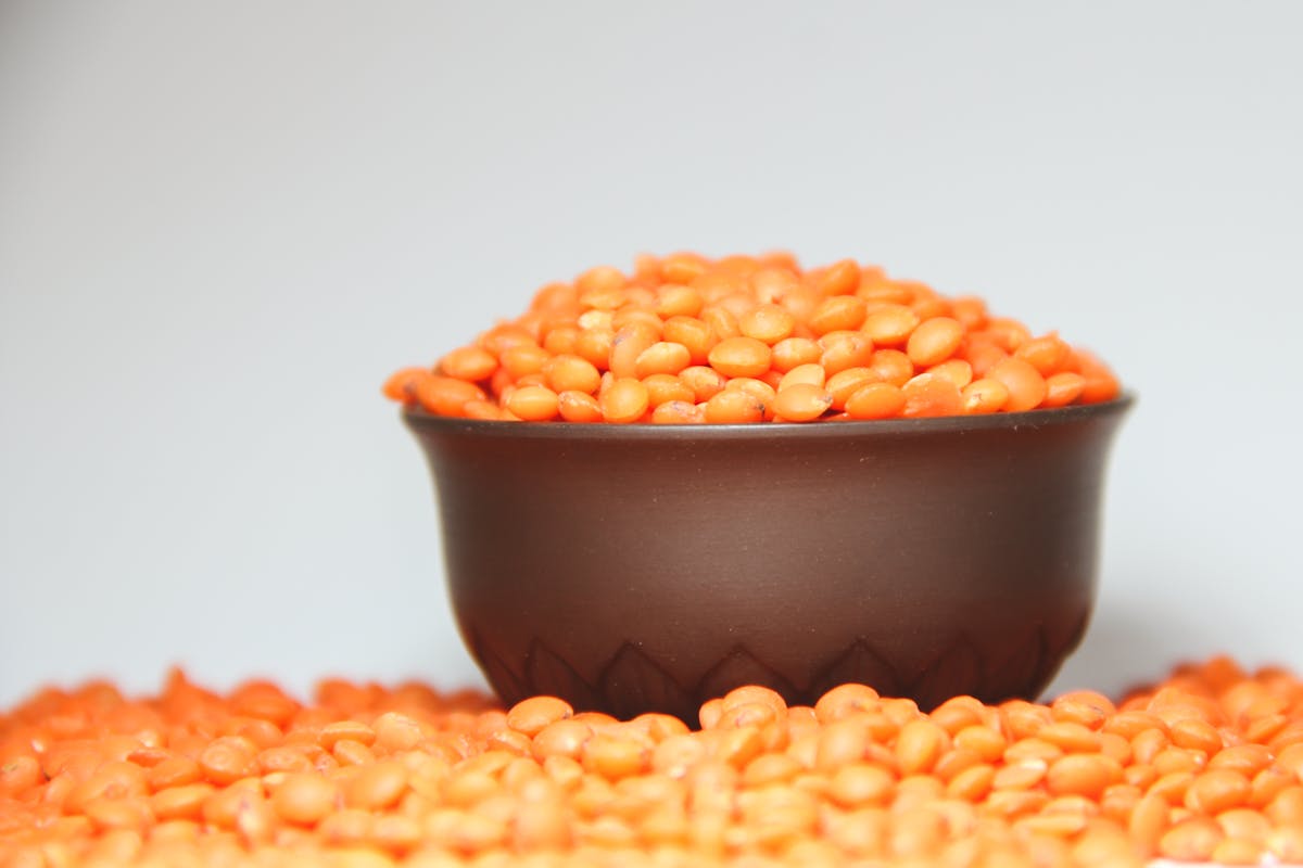 Lentils in a bowl on a light background